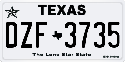 TX license plate DZF3735