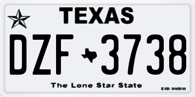 TX license plate DZF3738