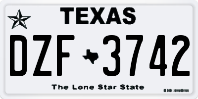 TX license plate DZF3742