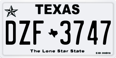 TX license plate DZF3747