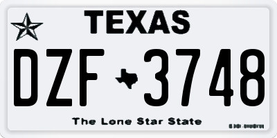 TX license plate DZF3748