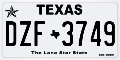 TX license plate DZF3749