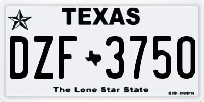 TX license plate DZF3750