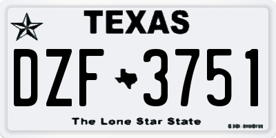 TX license plate DZF3751
