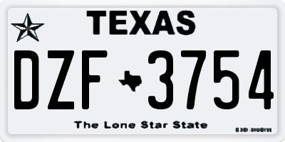 TX license plate DZF3754