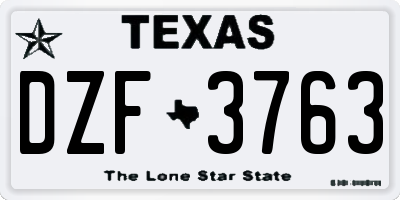 TX license plate DZF3763