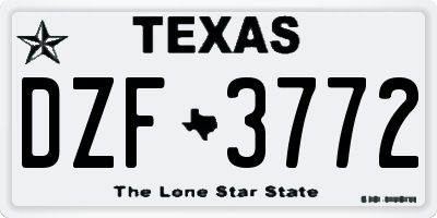 TX license plate DZF3772