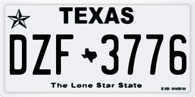 TX license plate DZF3776