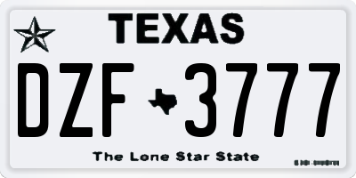 TX license plate DZF3777