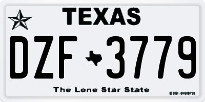 TX license plate DZF3779