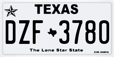 TX license plate DZF3780