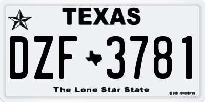 TX license plate DZF3781