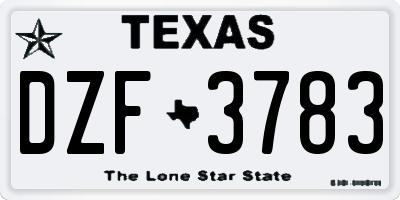 TX license plate DZF3783