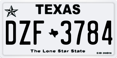 TX license plate DZF3784