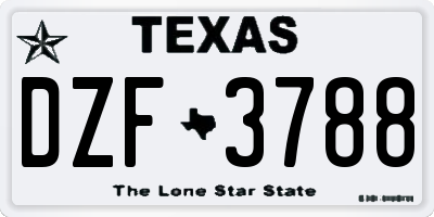 TX license plate DZF3788