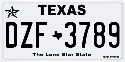 TX license plate DZF3789