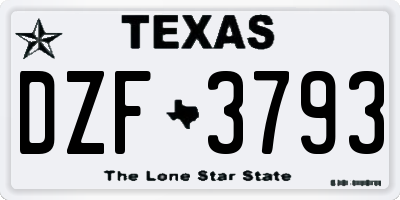 TX license plate DZF3793