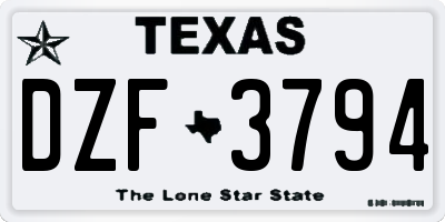 TX license plate DZF3794