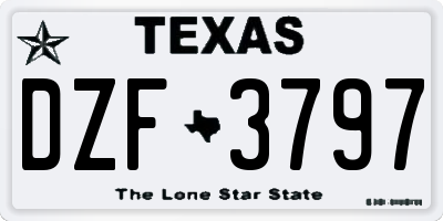 TX license plate DZF3797