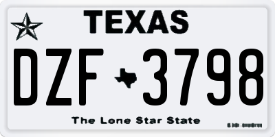 TX license plate DZF3798