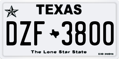 TX license plate DZF3800