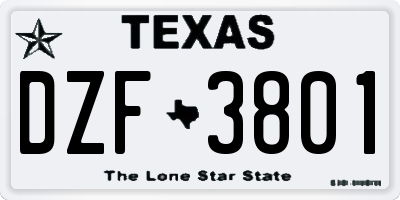 TX license plate DZF3801