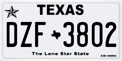 TX license plate DZF3802