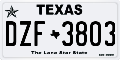 TX license plate DZF3803
