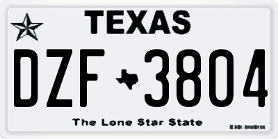 TX license plate DZF3804