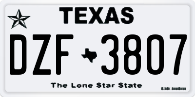 TX license plate DZF3807