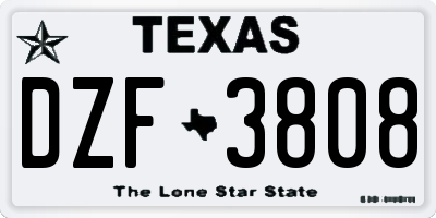 TX license plate DZF3808