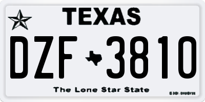 TX license plate DZF3810