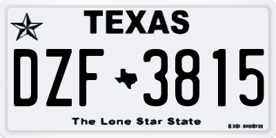 TX license plate DZF3815