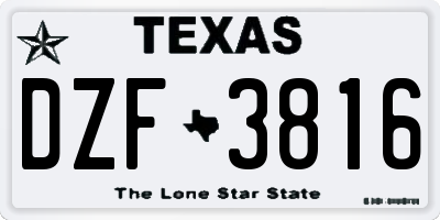 TX license plate DZF3816