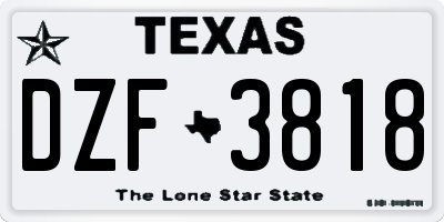 TX license plate DZF3818