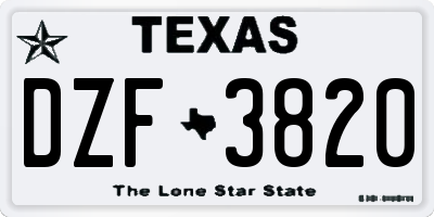 TX license plate DZF3820