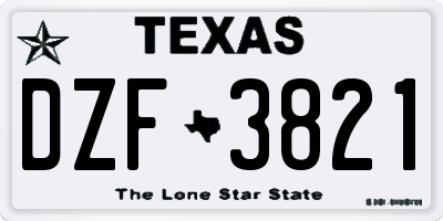 TX license plate DZF3821