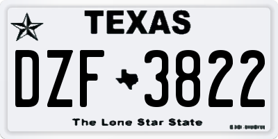 TX license plate DZF3822