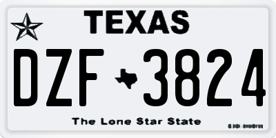 TX license plate DZF3824