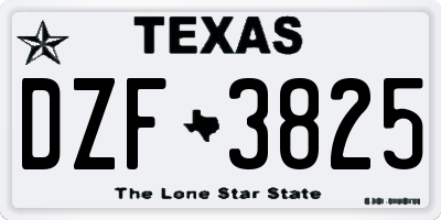 TX license plate DZF3825