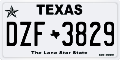 TX license plate DZF3829