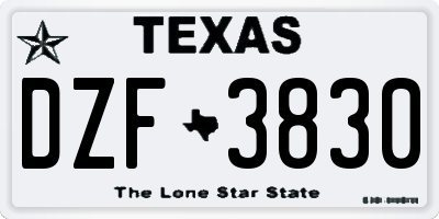 TX license plate DZF3830