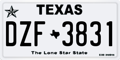 TX license plate DZF3831