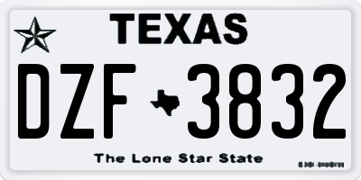TX license plate DZF3832