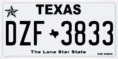 TX license plate DZF3833