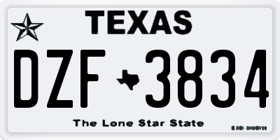 TX license plate DZF3834