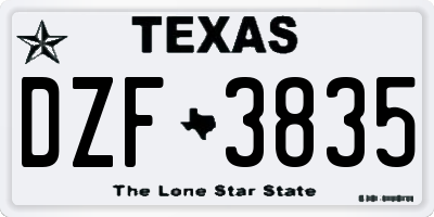 TX license plate DZF3835