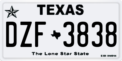 TX license plate DZF3838