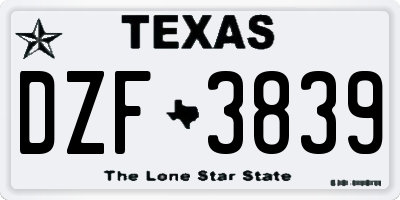 TX license plate DZF3839
