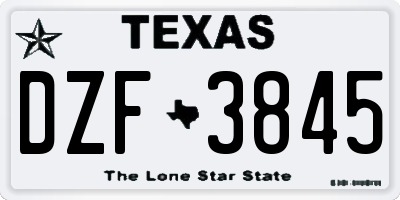 TX license plate DZF3845